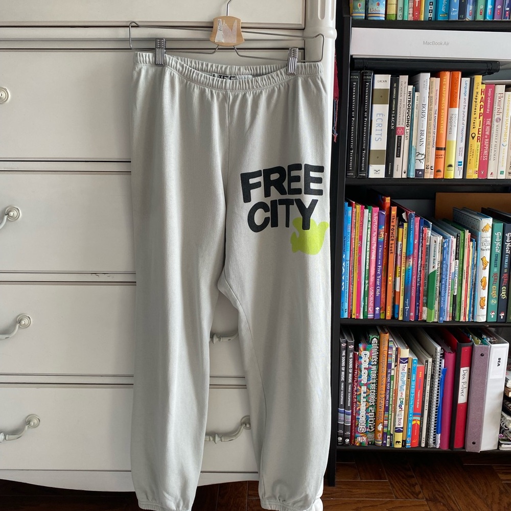 Free City Gray Sweatpants with Black Print